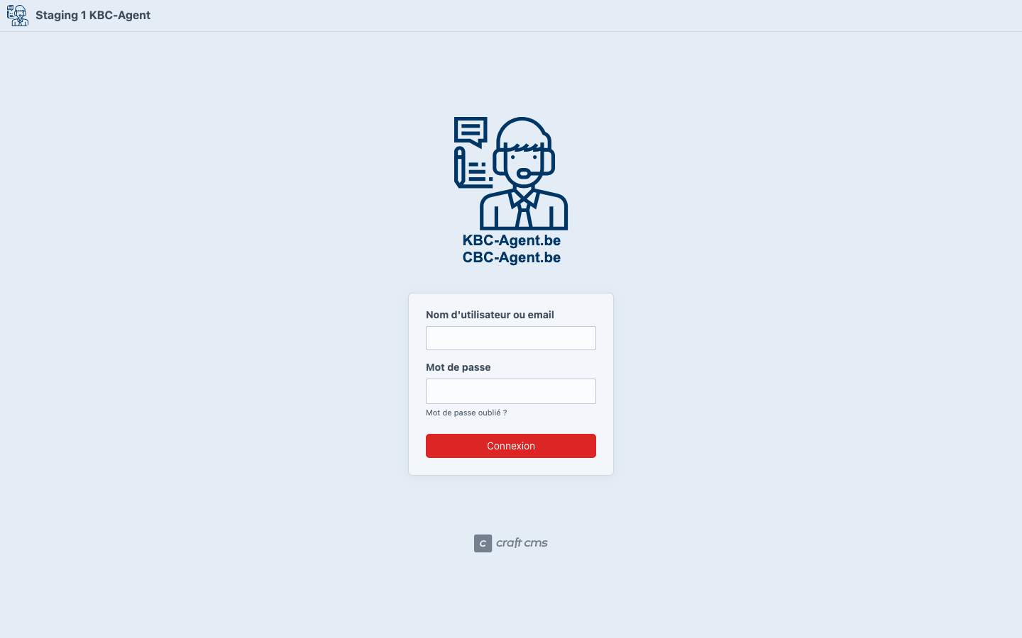 Écran de connexion CMS