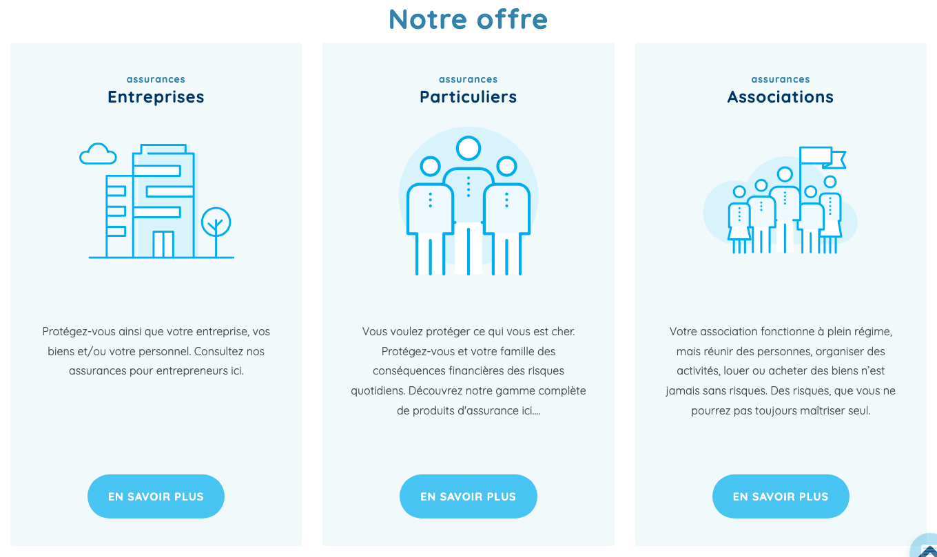 Segments de produits sur le site