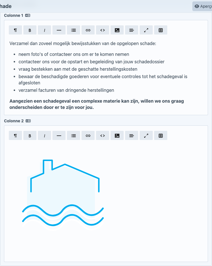 Texte 2-colonnes dans le Content Builder