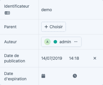 Champ Parent dans l'éditeur