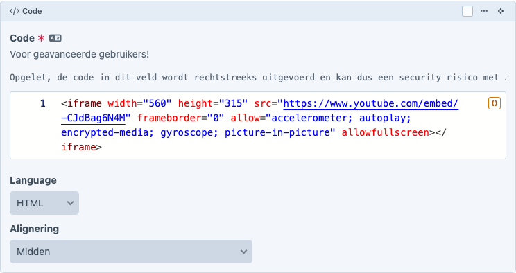 Code-blok in de Content Builder