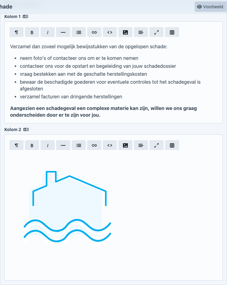 Tekst 2-kolommen in de Content Builder